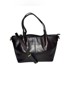 Patricia Nash Argenta Leather Tote Satchel Handbag Purse Bag Brown Crossbody